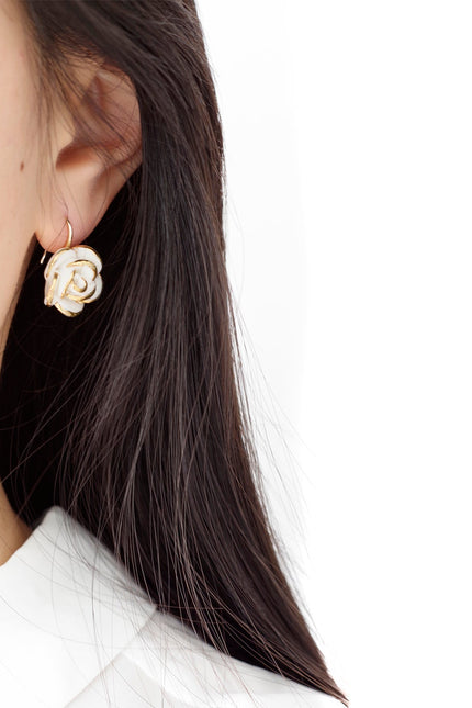 Poporcelain | White Cloud Rose Hook Studs