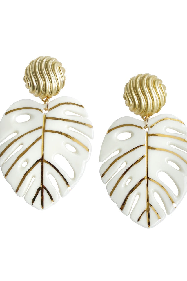 Poporcelain | Monstera Leaf Statement Drop Earrings
