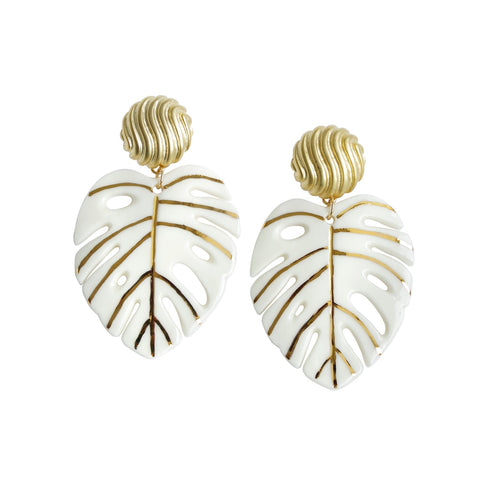 Poporcelain | Monstera Leaf Statement Drop Earrings