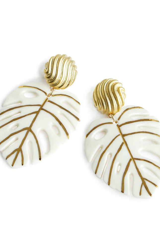 Poporcelain | Monstera Leaf Statement Drop Earrings