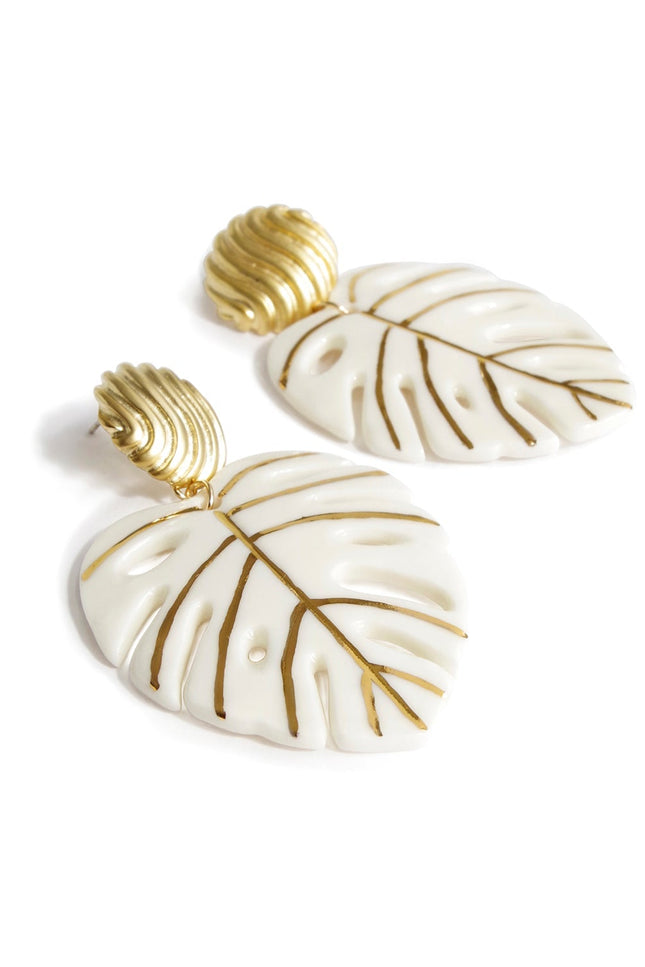 Poporcelain | Monstera Leaf Statement Drop Earrings
