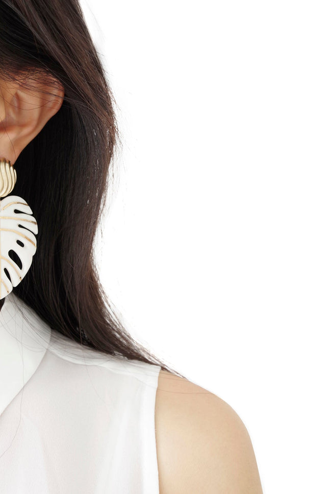 Poporcelain | Monstera Leaf Statement Drop Earrings