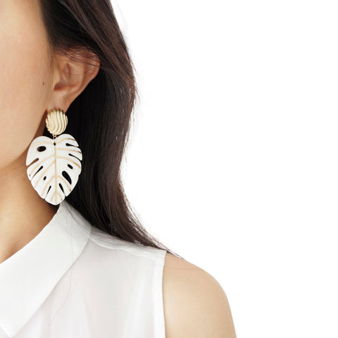 Poporcelain | Monstera Leaf Statement Drop Earrings