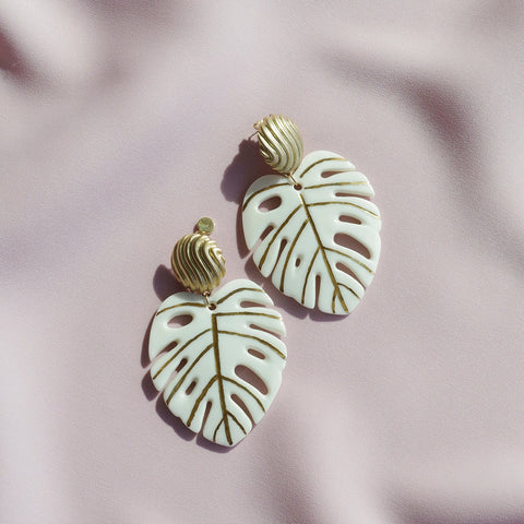Poporcelain | Monstera Leaf Statement Drop Earrings