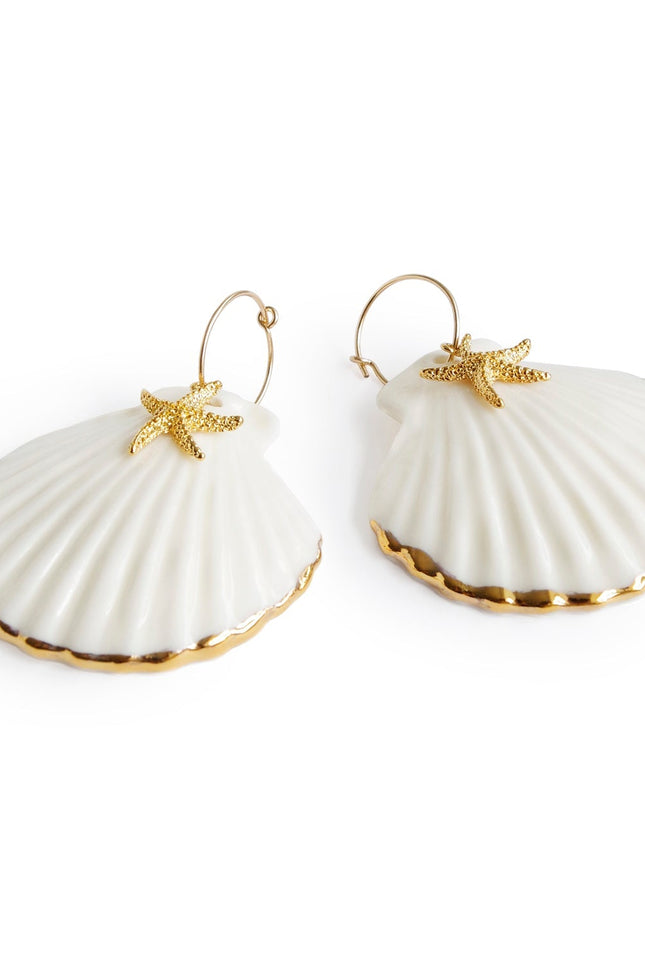 Poporcelain | Edge Clam Shell with Starfish Hoop Earrings