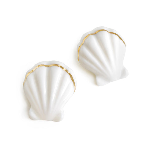 Poporcelain | Clam Shell Clip-On Studs