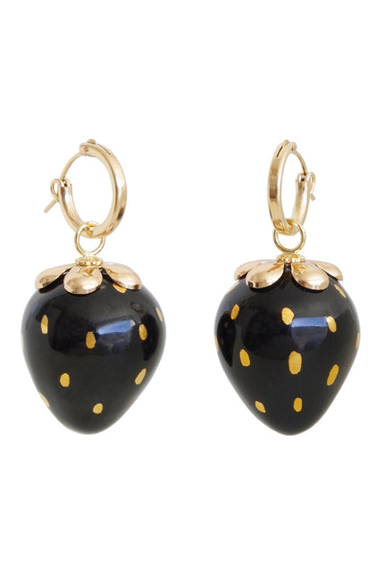 Poporcelain | Black Strawberry Drop Earrings