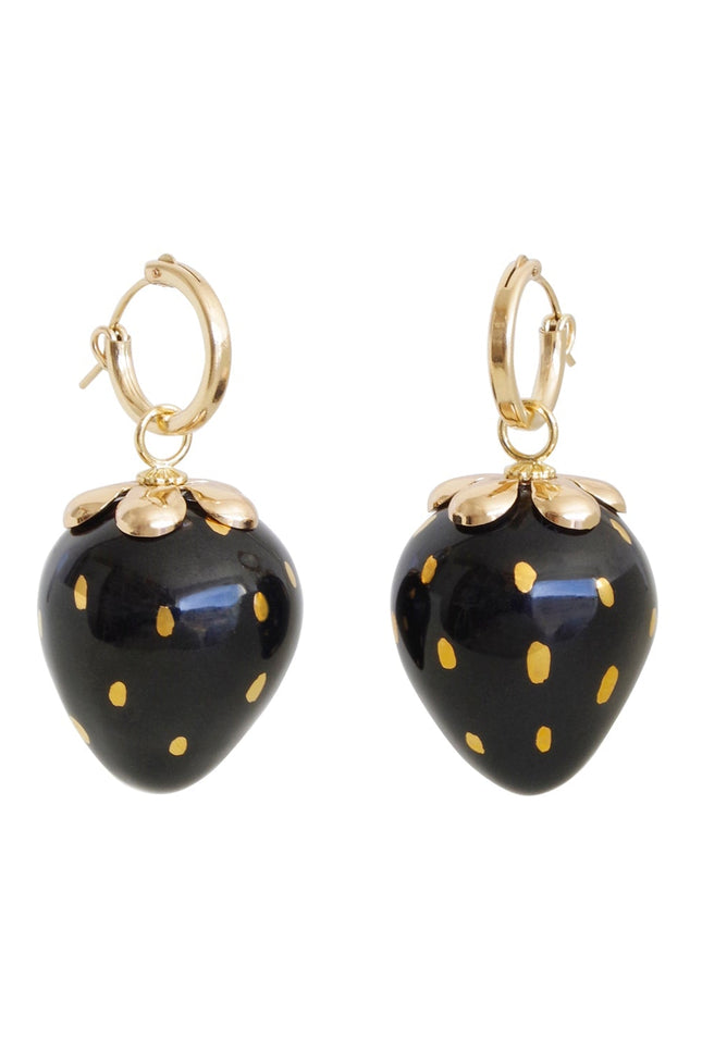 Poporcelain | Black Strawberry Drop Earrings