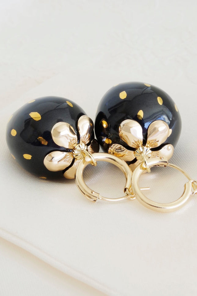 Poporcelain | Black Strawberry Drop Earrings