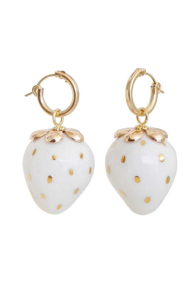 Poporcelain | White Strawberry Drop Earrings