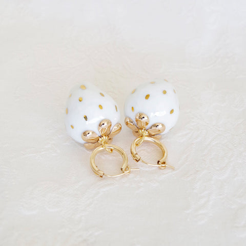Poporcelain | White Strawberry Drop Earrings