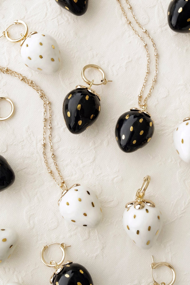 Poporcelain | White Strawberry Drop Earrings
