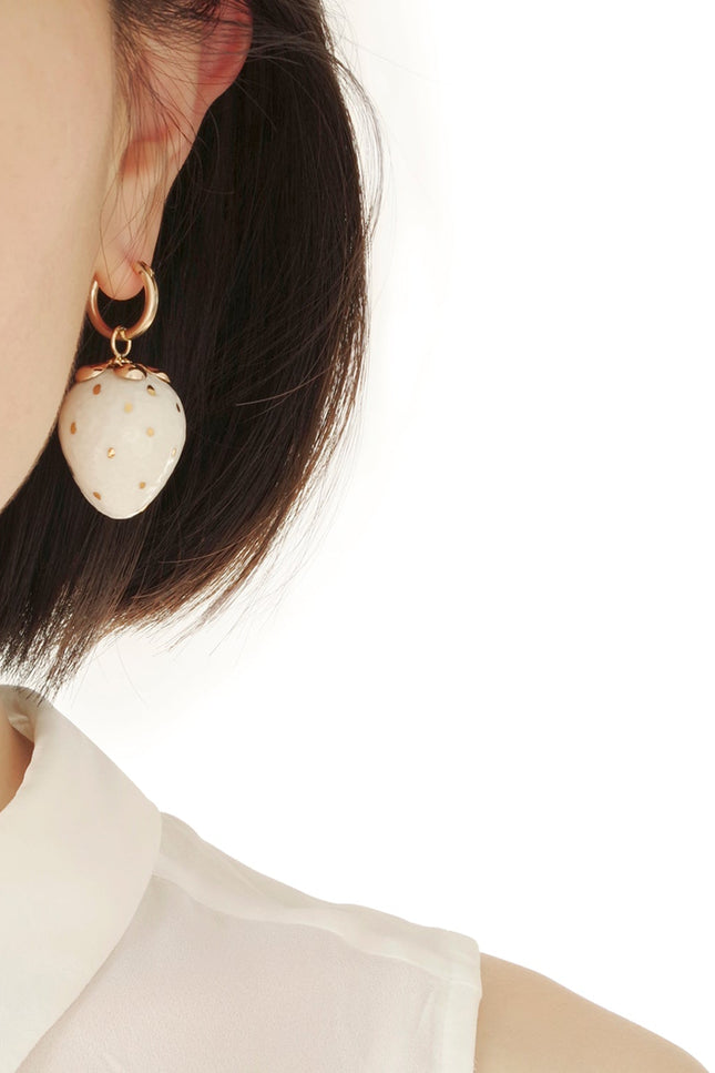 Poporcelain | White Strawberry Drop Earrings