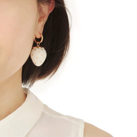 Poporcelain | White Strawberry Drop Earrings