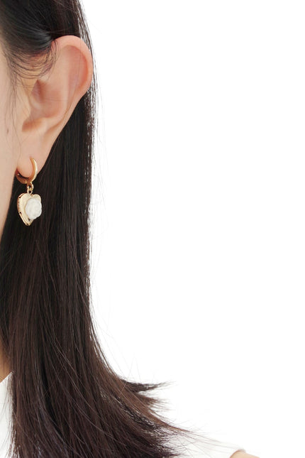 Poporcelain | Camellia Heart Locket Drop Earrings