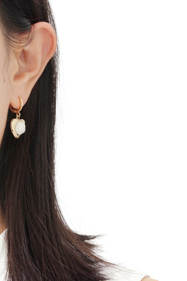 Poporcelain | Camellia Heart Locket Drop Earrings