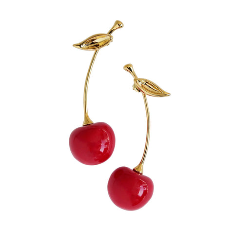 Poporcelain | Red Cherry Drop Earrings