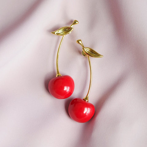 Poporcelain | Red Cherry Drop Earrings