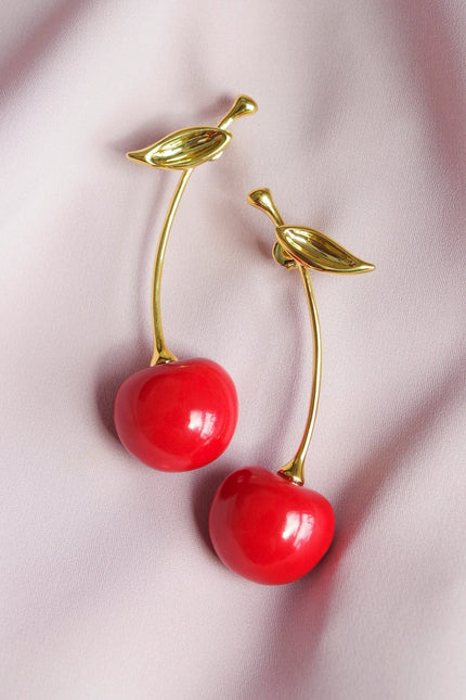 Poporcelain | Red Cherry Drop Earrings