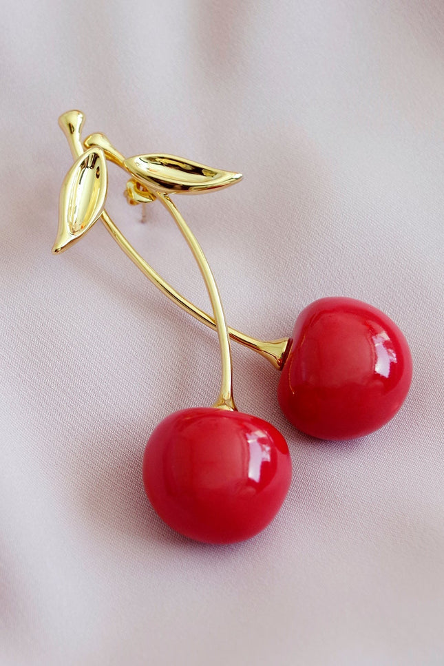 Poporcelain | Red Cherry Drop Earrings
