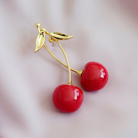 Poporcelain | Red Cherry Drop Earrings