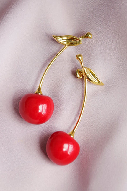 Poporcelain | Red Cherry Drop Earrings