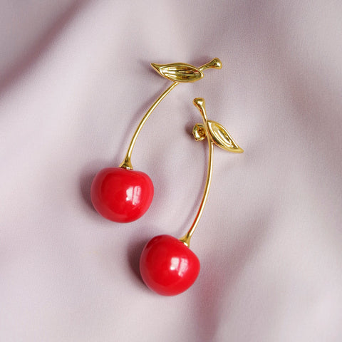Poporcelain | Red Cherry Drop Earrings