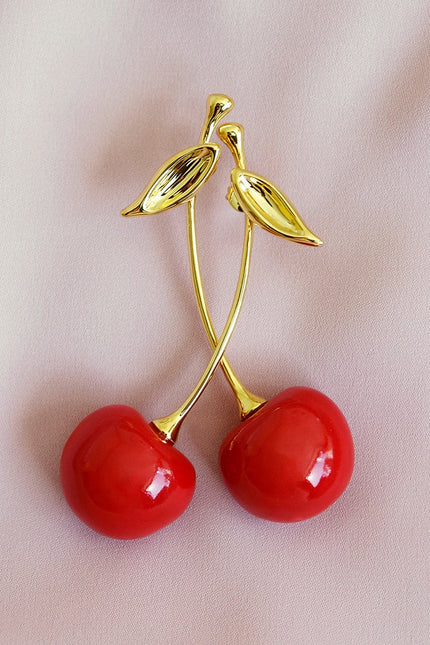 Poporcelain | Red Cherry Drop Earrings
