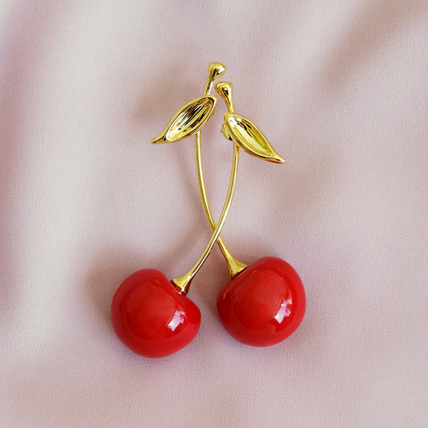 Poporcelain | Red Cherry Drop Earrings