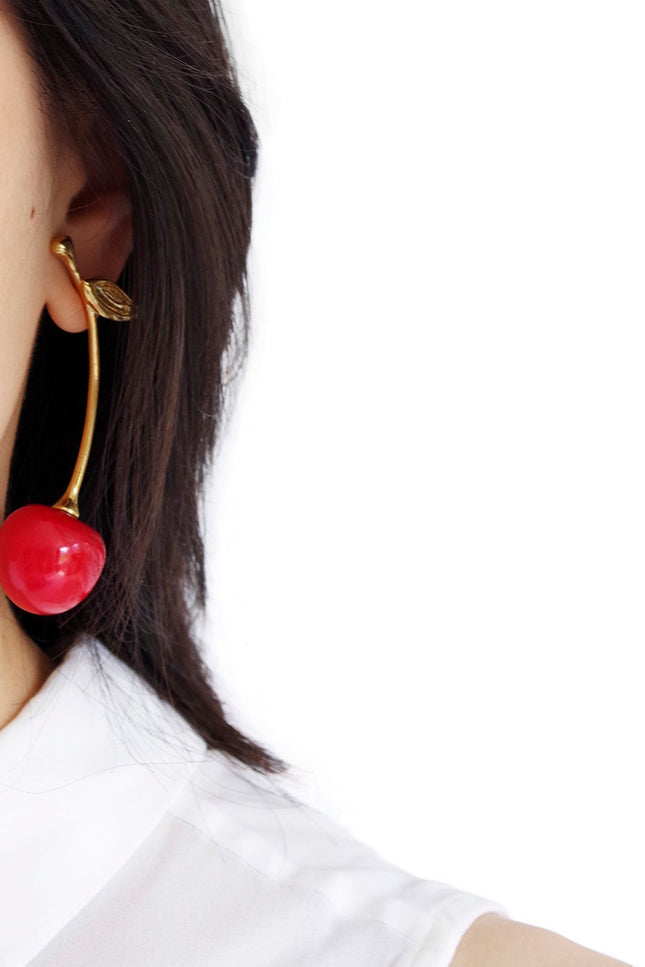 Poporcelain | Red Cherry Drop Earrings