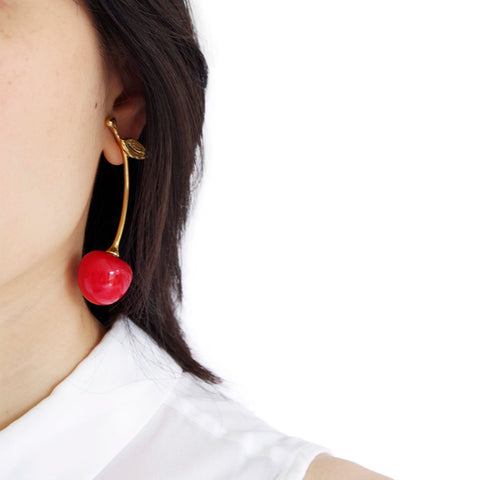 Poporcelain | Red Cherry Drop Earrings