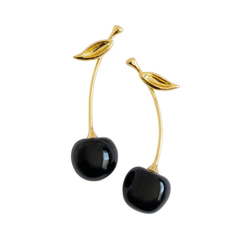 Poporcelain | Black Cherry Drop Earrings