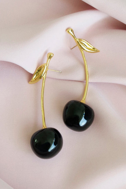 Poporcelain | Black Cherry Drop Earrings