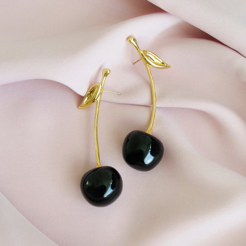 Poporcelain | Black Cherry Drop Earrings