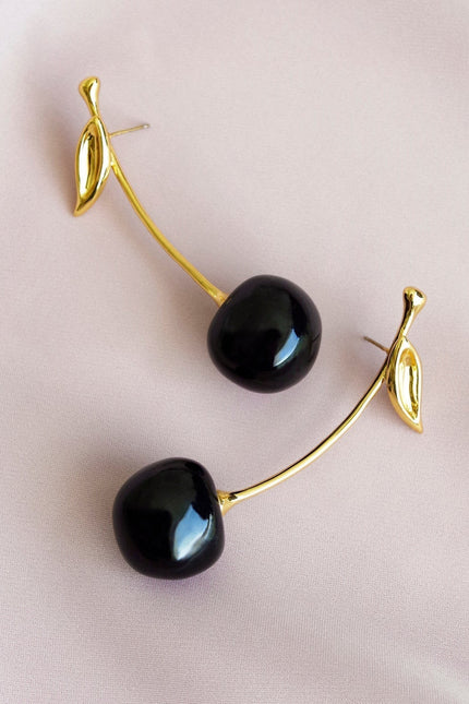 Poporcelain | Black Cherry Drop Earrings