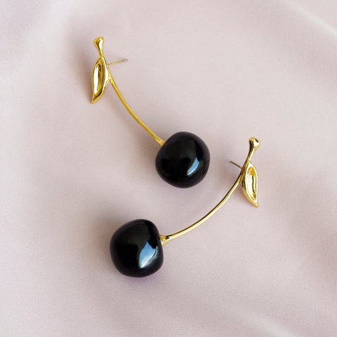 Poporcelain | Black Cherry Drop Earrings
