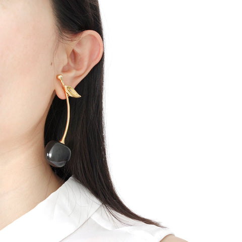 Poporcelain | Black Cherry Drop Earrings