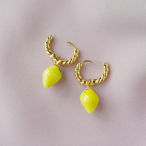 Poporcelain | Lemon Hoop Earrings