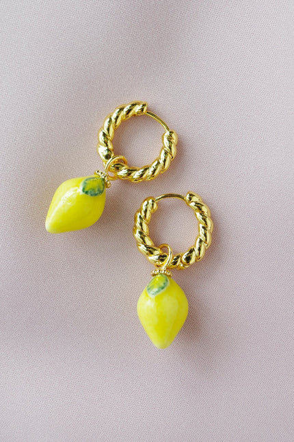 Poporcelain | Lemon Hoop Earrings