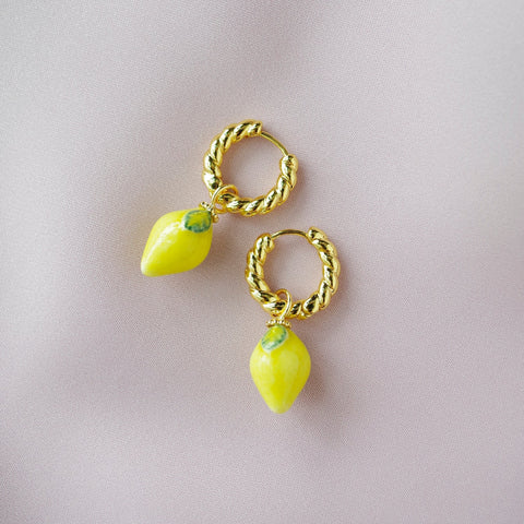 Poporcelain | Lemon Hoop Earrings