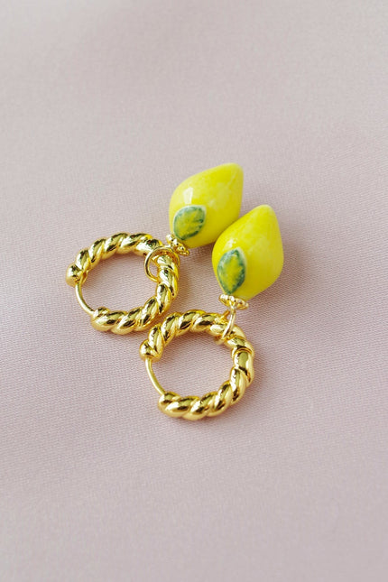 Poporcelain | Lemon Hoop Earrings