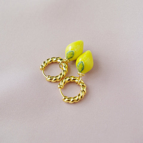 Poporcelain | Lemon Hoop Earrings