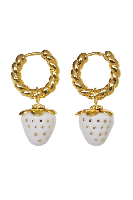 Poporcelain | Red Strawberry Hoop Earrings