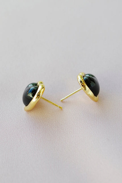 Poporcelain | Black Heart Studs
