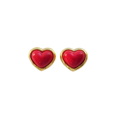 Poporcelain | Red Heart Studs