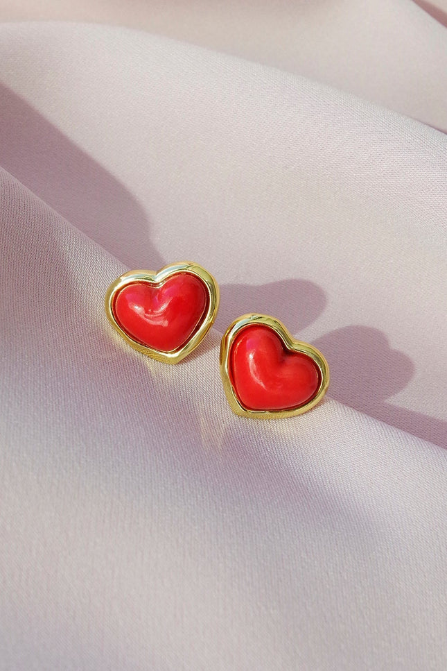 Poporcelain | Red Heart Studs