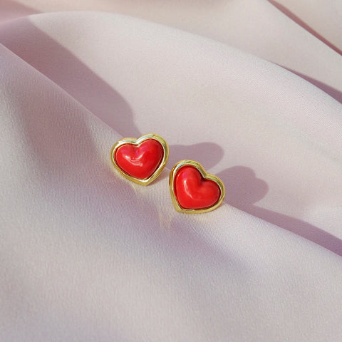 Poporcelain | Red Heart Studs
