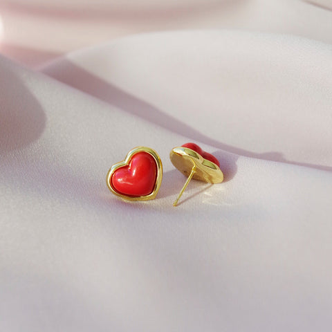 Poporcelain | Red Heart Studs
