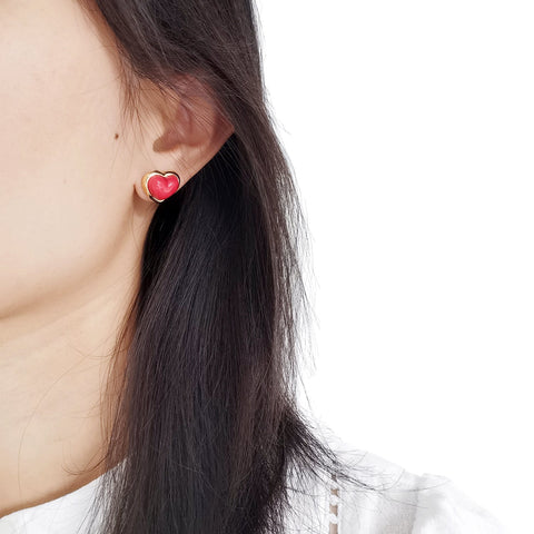 Poporcelain | Red Heart Studs