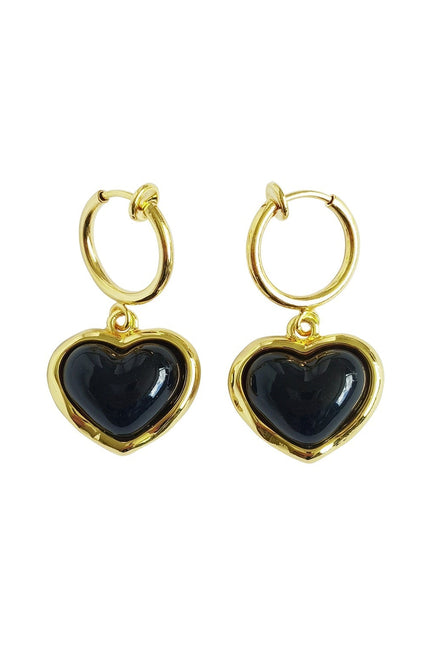 Poporcelain | Pearly White Heart Clip-On Hoop Earrings